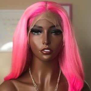 18" Bubble Gum Pink/Hot Pink Lace Front Wig